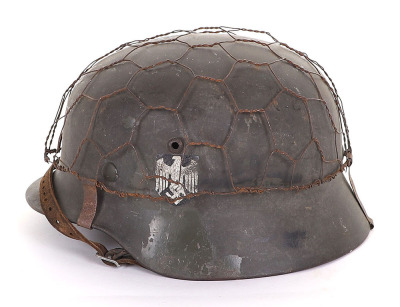 WW2 German Army M-35 Single Decal Steel Combat Helmet - 4