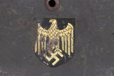 WW2 German Army M-35 Single Decal Steel Combat Helmet - 2