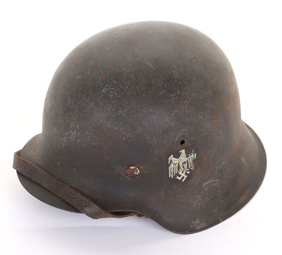 WW2 German Army M-42 Single Decal Steel Combat Helmet - 2