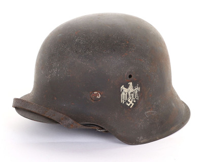 WW2 German Army M-42 Single Decal Steel Combat Helmet - 3