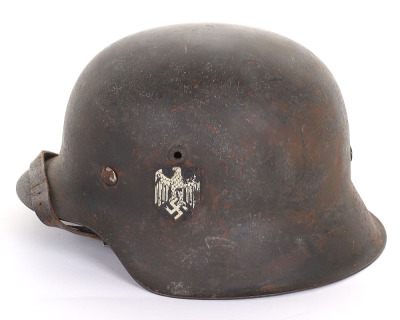 WW2 German Army M-42 Single Decal Steel Combat Helmet - 4