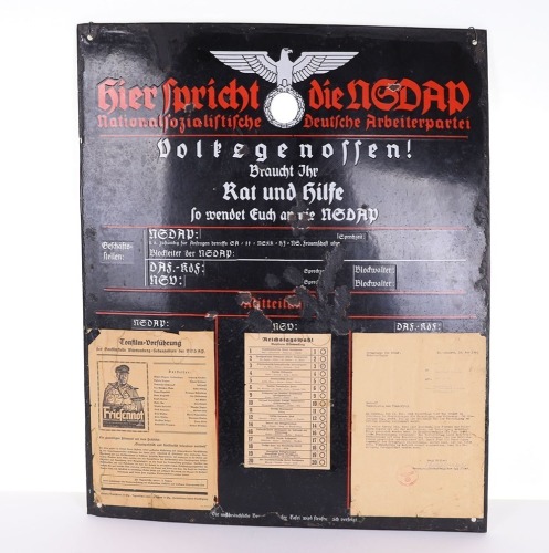 Third Reich Hier Spricht die NSDAP Enamel Building Plaque