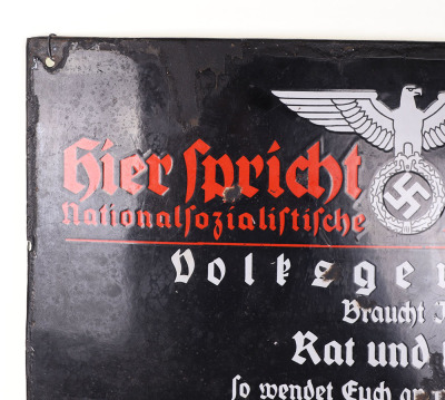 Third Reich Hier Spricht die NSDAP Enamel Building Plaque - 3