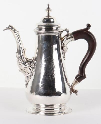 An impressive and large silver coffee pot, &lsquo;TW&rsquo;, London 1754