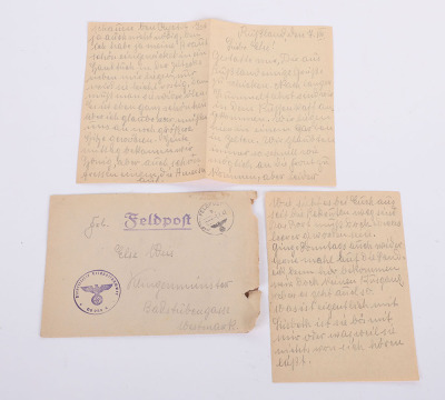 Grouping of 8 Waffen-SS Feldpost Letters with Envelopes & a Waffen-SS Postcard - 4