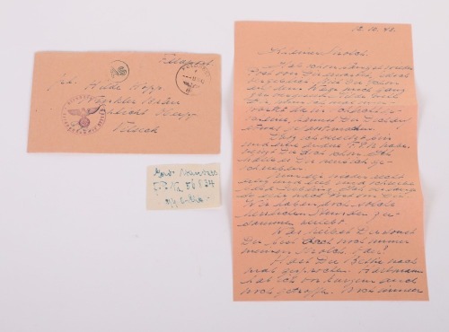 Grouping of 3 Waffen-SS Feldpost Letters with Envelopes & a Waffen-SS ...