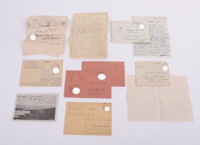 Grouping of 7 Waffen-SS Field Postcards & a Waffen-SS Postcard