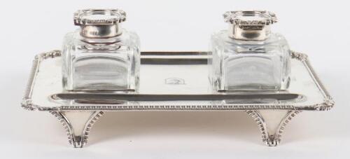 A Victorian silver twin pot inkstand, Gibson & Langman, London 1898