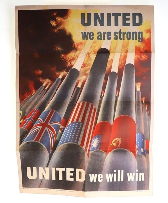 WW2 US Poster – ‘UNITED WE ARE STRONG UNITED WE WILL WIN’