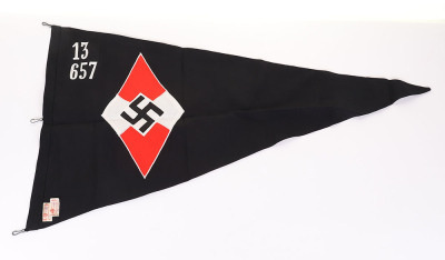 Third Reich Hitler Youth / B.D.M Unit Pennant Flag - 2