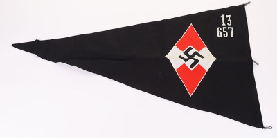 Third Reich Hitler Youth / B.D.M Unit Pennant Flag - 6