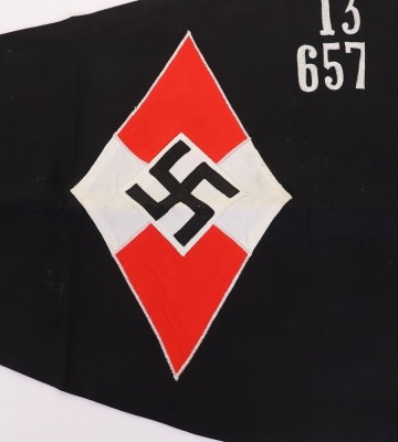 Third Reich Hitler Youth / B.D.M Unit Pennant Flag - 8