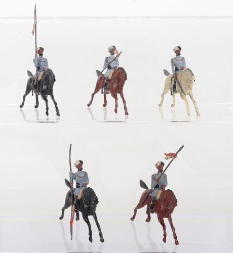 Britains from set 64, complete row of early 2nd Madras Lancers