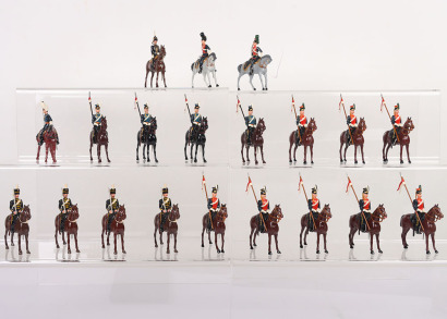 Professionally repainted Lancers and Hussars Britains toy soldiers