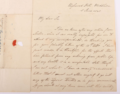 Wm. Wilberforce letter to Rev. Hamilton, Knocktopher, Ireland, later instigator of the Carrickshock Incident in 1831 - 2