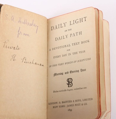 Boer War London Scottish Small Book ‘Daily Light’ of texts with bookplate ‘South Africa – London Scottish R.V. Company attached to Gordon Highlanders – 1900’ - 4