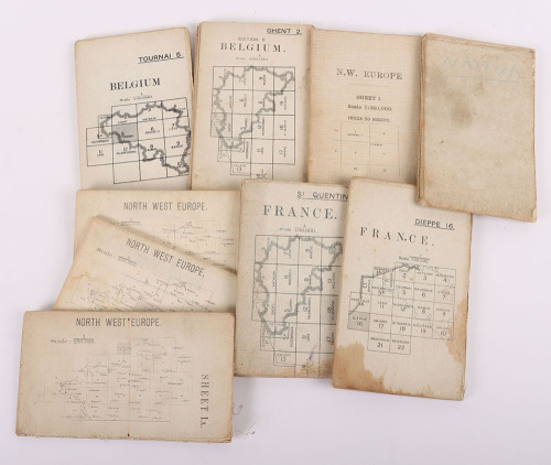 Nine WW1 Ordnance Survey Maps of Northern France and Flanders in small scale (1:100,000 & 250,000) as used in aircraft