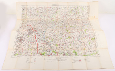 Nine WW1 Ordnance Survey Maps of Northern France and Flanders in small scale (1:100,000 & 250,000) as used in aircraft - 9