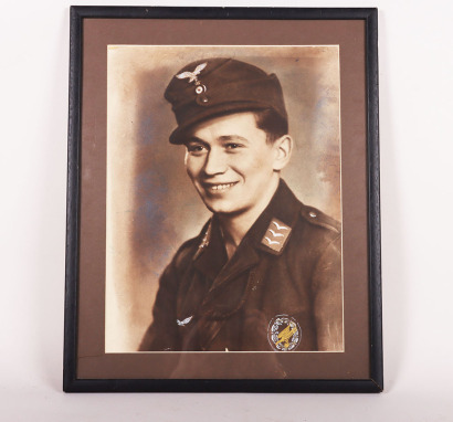 WW2 German Enlarged studio photo portrait of a Luftwaffe paratrooper.