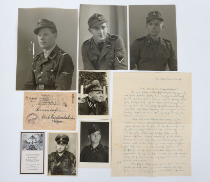 Small Collection of Post War Waffen-SS portrait photos + one period original portrait with reverse text.