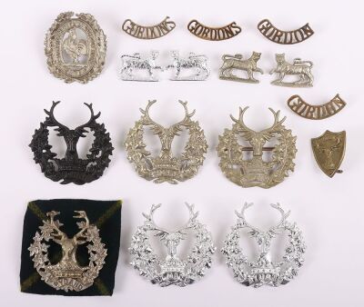 Selection of Gordon Highlanders Cap, Collar, Sporran Badge & Shoulder Titles