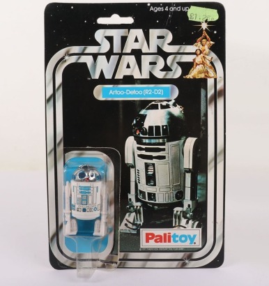 Vintage Palitoy Star Wars R2-D2 Mid Blue Dome Vintage with Original Card and bubble Action Figure.