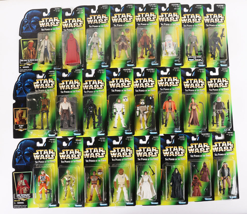 Twenty Four Star Wars Power of the Force Green Card Action Figures Mint with Gold Stickers