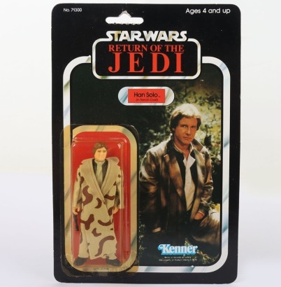 Vintage Kenner Star Wars Return of The Jedi Han Solo In Trench Coat Action Figure.