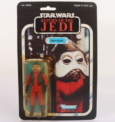 Vintage Star Wars Return of the Jedi Nien Nunb Original Carded Moc Action Figure Kenner Tsukuda.