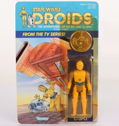 Vintage Star Wars Droids Cartoon See-Threepio C-3PO Original Unpunched Carded Moc Action Figure Kenner.