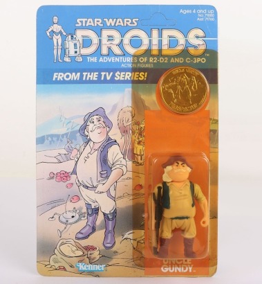 Vintage Star Wars Droids Cartoon Uncle Gundy Original Unpunched Carded Moc Action Figure Kenner.