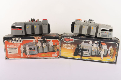 Two Vintage Star Wars Vehicles 1979 Imperial Troop Transporter and Imperial Cruiser Boxed,