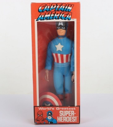 Vintage Mego Marvel Captain America 8 inch Action figure 1976 in original Orange box,