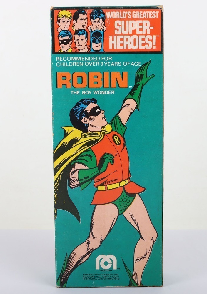 Vintage Mego DC Robin 8 inch Action figure 1976 in original Green box,