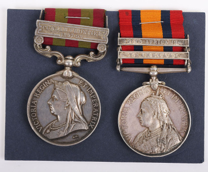 Victorian Campaign Pair of Medals for Service in the Somerset Light Infantry in India and South Africa