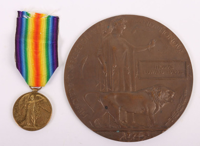 Great War Victory Medal and Memorial Plaque to a Recipient in the 1/4th Hampshire Regiment Who Died in Mesopotamia