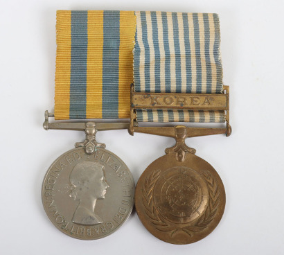 A Korean War Pair of Medals to a Royal Navy Officer who was Present on the Destroyer HMS Comus when she was Attacked and Damaged by Enemy Aircraft in August 1950