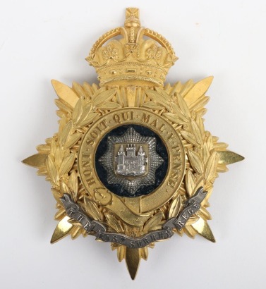 Post 1902 East Surrey Regiment Officers Home Service Helmet Plate