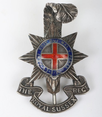 Royal Sussex Regiment Officers Cap Badge by J R Gaunt & Sons