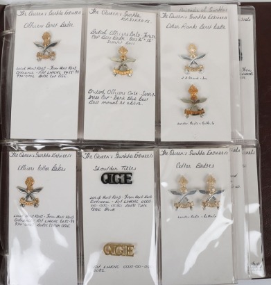 Folder of Gurkha Engineers, Gurkha Signals, Gurkha Army Service Corps, Queens Own Gurkha Transport Regiment and Gurkha Adjutant Generals Badges