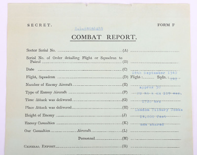WW2 Royal Air Force Battle of Britain Combat Report of Pilot Officer William McKnight DFC & Bar, No 242 Squadron Commanded by Sir Douglas Bader - 2