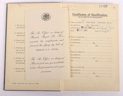 Royal Air Force Casualty Log Book Grouping, relating to Air Gunner Vivian C Topham No 462 Squadron RAAF who was lost on air operations on the night of 6/7th January 1945 - 6