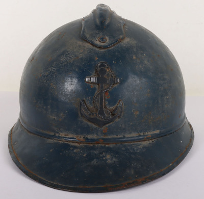 Rare WW1 French Colonial Naval / Marines Adrian Pattern Helmet - 2