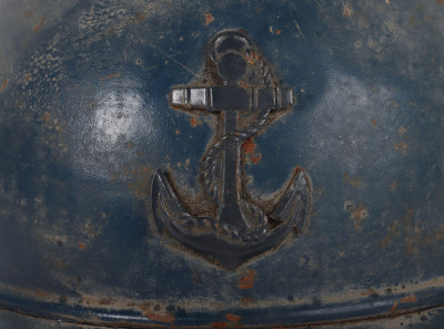 Rare WW1 French Colonial Naval / Marines Adrian Pattern Helmet - 3
