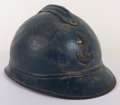 Rare WW1 French Colonial Naval / Marines Adrian Pattern Helmet - 4