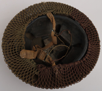WW2 British Combat Helmet with Camouflage Net Cover - 7