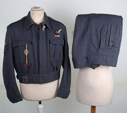 WW2 RAF Aircrew War Service Dress Blouse, Escape Compass Button and Trousers