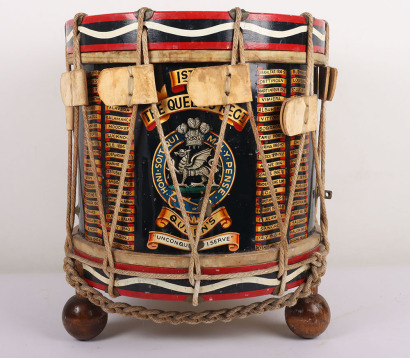 British 1st Battalion the Queens Regiment Regimental Drum, Converted into Side Table