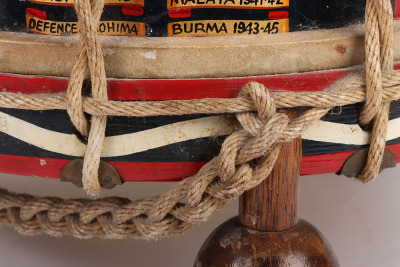 British 1st Battalion the Queens Regiment Regimental Drum, Converted into Side Table - 6
