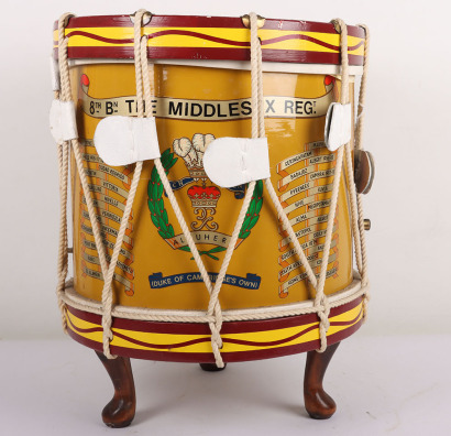 British 8th Battalion The Middlesex Regiment Regimental Drum, Made into Side Table